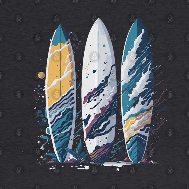 Illustration of surfboards on the sand of the beach by jjmpubli